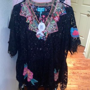 Black colorful blouse beachy antica by giacomo